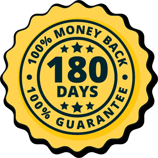 Finessa 180-day money-back guarantee badge — risk-free order